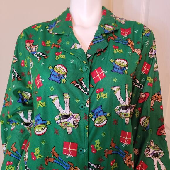 Disney Pixar Toy Story 4 Holiday Pajama Set Green Size XL Buzz Woody Jessie NWT - Picture 3 of 12